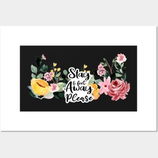 Face Mask Stay 6 Feet Away Please Social Distancing, Flower Watercolor Background, Beautiful Flower Mask Gift For Mom Posters and Art